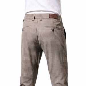 Droit Lg classique Busin pantalon printemps été bureau Dr costume extérieur Moletom mâle treillis à carreaux pantalon pleine longueur H4y3 #
