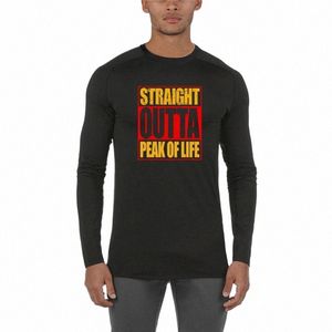 Straight Outta Peak of Life T-shirt imprimé Gym Bodybuilding Fitn Chemise de sport à séchage rapide Hommes Lg manches serrées hauts élastiques 87wr #