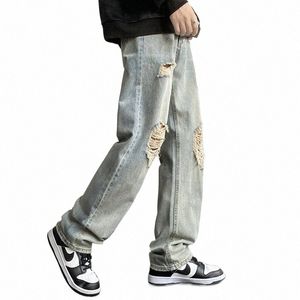 Pantalon droitLoose Plus Size High Street Wed Trendy Wide Leg Jeans 54Zh #
