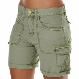 Short cargo droit rétro basique confortable pour femmes, ample, couleur unie, mini pantalon, short de plage, bouts courts, pantalons chauds, 74TG #