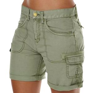 Rechte retro basic gezellige dames vracht shorts losse solide kleur mini pant zomers strand shorts knoppen korte broek broek broek 240426