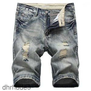 Straight Ripped Jeans Shorts Men Summer Brand New Mens Stretch Short Streetwear Streetwear Elastic Biker Denim 29-421 B5QQ B5QQ