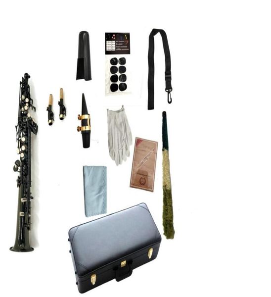 Saxophone Soprano droit B plat noir plaqué nickel, instrument de musique professionnel avec étui, gants, accessoires 7700938
