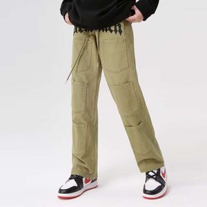 Pantalon long et automobile à printemps droit, pantalons longs masculins populaires, pantalon de travail de taille basse moyenne, pantalon décontracté, marque de mode de couleur solide en vrac à tendance