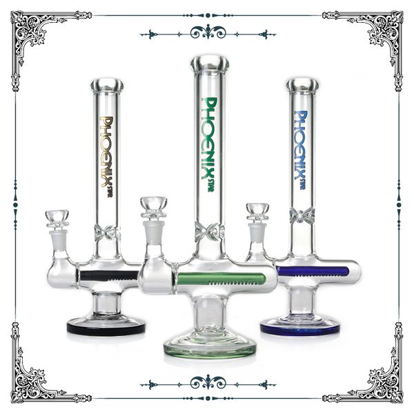 base de tubo recto Pipas de agua de vidrio fumar humo bong 12 pulgadas diseño clásico en línea perc Percolador Dab Rigs fábrica al por mayor