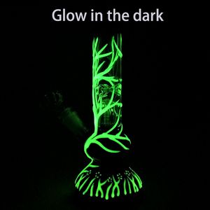 Rechte buis Bong Glow in the Dark Beaker Bongs 18mm Joint Oil DAB Rig Spider Web Hookah UV Waterleidingen met Diffused Downstam