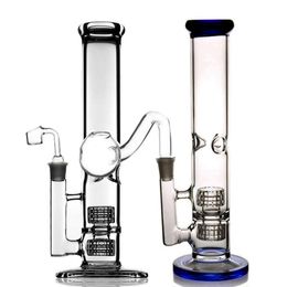 Rechte Buis Bong Waterpijpen 10,2 inch hoge ijsknijpglas Waterpijpen Bubbler Stereo Matrix Perc Dab Rig Fritted Disc Glazen waterleidingen met kom