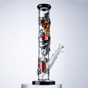 Bong à tube droit Bongs en verre uniques Narguilés artisanaux Tuyaux d'eau Tuyaux d'eau 18mm Joint femelle avec bol GID17