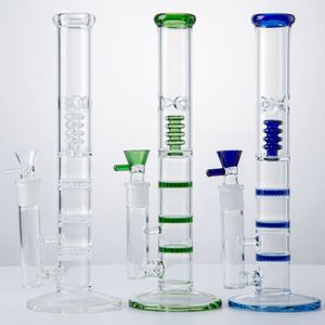 Tube Droit Cage À Oiseaux Perc Bong En Verre Triple Nid D'abeille Narguilés Conduites D'eau Dab Plates-formes Pétrolières Bongs En Verre Pour Fumer Avec Bol En Verre HR316