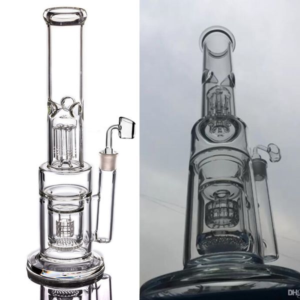 Tubo recto Bong de vidrio Hookah Matrix Arm Tree Perc Tubería de agua Grueso Dab Rig Bubblers con juntas de 18 mm para fumar Shisha Pipes