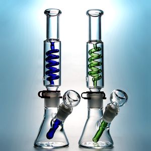 Livraison gratuite tube droit en verre Bongs Construire Freezable 18mm Femme Joint serpentin du condenseur Les conduites d'eau avec Diffused Downsterm