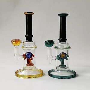 Cachimbas de tubo recto Bongs de vidrio embriagadores Tubos de agua Bong de 5 mm de espesor con cabezal de ducha Percoladores de perc Plataformas de aceite para fumar Cachimba Junta de 14 mm CS1223