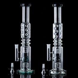 Tubo recto Hookahs Big Bong Donut Perc N Holes Percolador Dab Oil Rigs 14 mm Junta hembra Vidrio grueso Accesorios para fumar con tazón WP2191