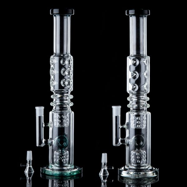 Narguilés à tube droit Big Bong Donut Perc N Trous Percolateur Dab Plate-forme pétrolière 14mm Joint femelle Verre épais Accessoires pour fumer avec bol WP2191