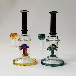 Narguilés à tube droit Bangs en verre capiteux Tuyaux d'eau de bang de 5 mm d'épaisseur avec pomme de douche Percolateurs Perc Huile Dab Rigs Fumer Narguilé 14mm ZZ