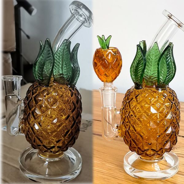 Nouveau Ananas Conduites D'eau Narguilés verre épais Bong Heady Dab Rigs Holographique Arc-En-Ciel Avec 14mm Bol 20cm