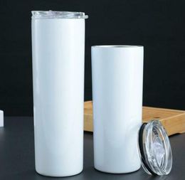 Rechte tuimelaar blanco sublimatie slanke cup diy coating thermische isolatie cup koffiemokken met deksel stro bier muffels zee y9994915