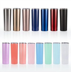 Straight Tumbler Waterfles Geïsoleerde Thermos Cup Rvs Koffie Mok Vacuüm Bier Wijnglas met Deksels Rietjes 20oz Drinkware C6938