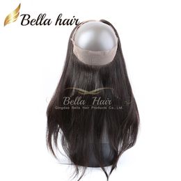 Venta 360 Cierre frontal de encaje elegante liso liso brasileño Virginia malasia Cabello humano Color natural se puede teñir a la oreja frontals bella cabello julienchina 10-22 pulgada