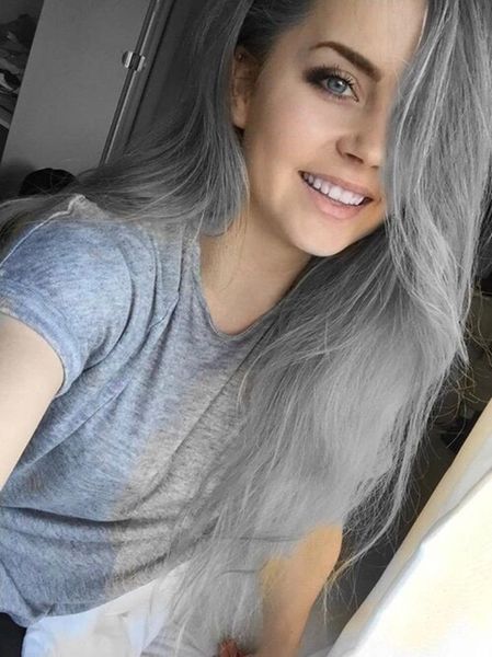 Tejido de cabello humano de onda recta 4 paquetes Lote Extensiones de cabello de color gris Trama india malaya peruana