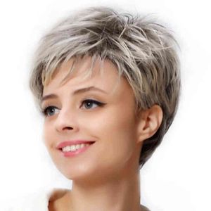 Straight Wig Short Pixie HairCut Style Wigs For White Women Synthetic Hair High Temperature Fiber