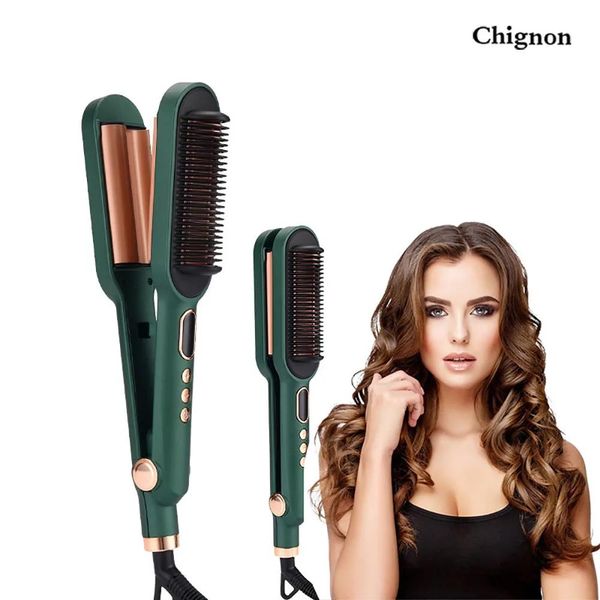 Arrendizaje 2 in1 Cabello curling hierro pincel pincel led visual