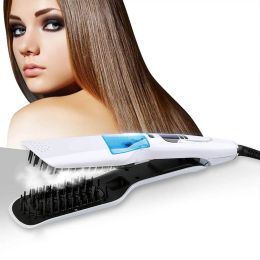 Lisongers LCD numérique Affichage Steampod Flat Iron Titane Tourmaline Coiffure à vapeur Brosse de cheveux droits 2in1 Freight gratuit