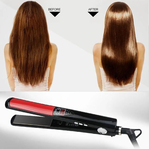 Planchas para el cabello Nueva plancha de pelo profesional 1 pulgada Titanio/Cerámica Plancha infrarroja Plancha alisadora Herramienta de peinado Pantalla digital LED Hair Str