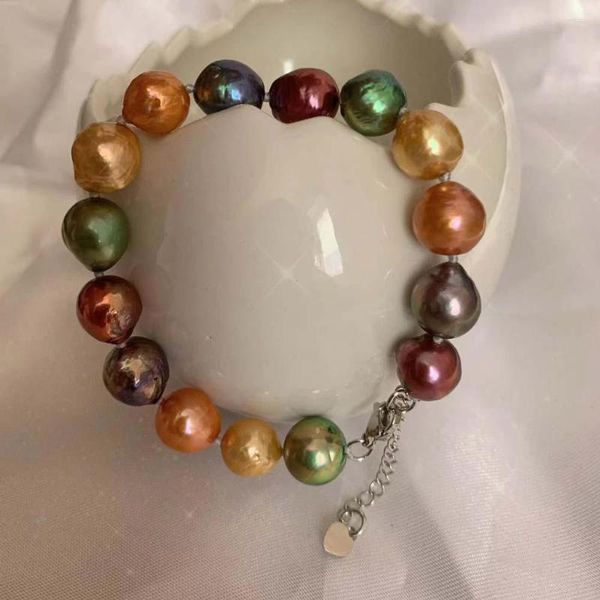 Brin 10-11mm Coloré Rond Edsion Naturel D'eau Douce Culture Charmes Perles Bracelets Pour Femmes Filles Dames
