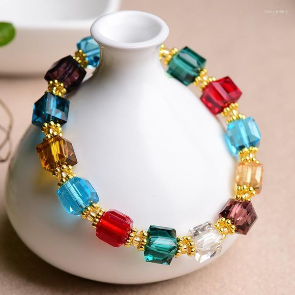 Strand 10 pièces en gros mode sucre cristal bijoux main perlée corde élastique bracelet pour femme pour offrir des cadeaux de luxe copines