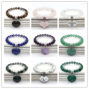 Brin 100-Unique 1 pcs argent plaqué amour coeur connect Lapis lazuli 8 mm perles rondes bracelet vert aventurine vert