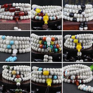 Strand 108 Perles Bouddhiste Mala Multi Couches Bracelet Pour Homme Naturel Étoile Lune Bodhi Rose JapaMala Prière Méditation Bijoux Dropshippi