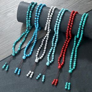 Strand 108 Mala Kralen Ketting Vrouwen Mannen Zwart Rood Groene Lijn Natuursteen Multilayer Armband Chakra Meditatie Healing Sieraden ketting