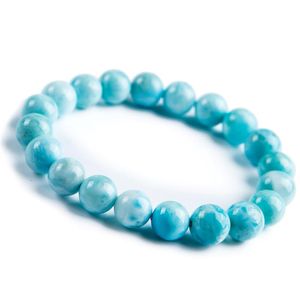 STRAND 10 mm mode natuurlijke echte blauwe larimar stenen kristal stretch ronde kralen armband kralen strengen