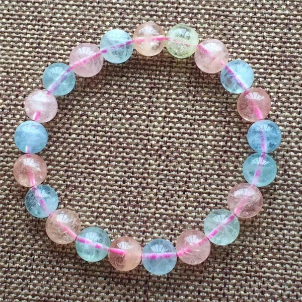 Strand 10mm Genuine Colorful Morganite Pulseras de piedra natural para mujeres Femme Healing Crystal Quartz Stretch Charm Bracelet