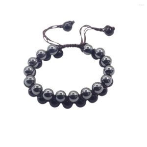 Brin 10mm obsidienne naturelle hématite pour hommes bijoux bricolage à la main tissé bracelet énergie pierre main chaîne décor