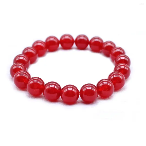 Brin 10mm Naturel Rond Rouge Bleu Vert Orange Jade Calcédoine Pierre Perle Bracelet Femme Chaîne Été Mode Simple Amis Cadeaux