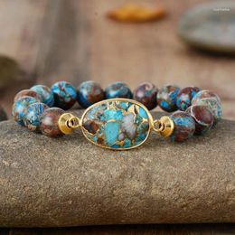 Bracelet en perles de pierre naturelle extensible, brin de 10mm, bijoux faits à la main