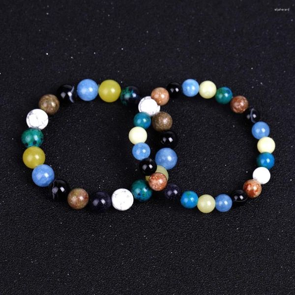 Bracelets de perles d'équilibre en pierre Mashup, 10 pièces, 8/10mm, Howlite, aigue-marine rayée, Agate noire, bijoux pour Couple amoureux, femmes