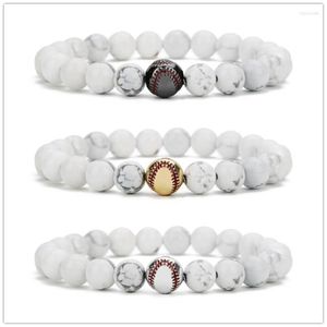 Brin 10pcs cuivre baseball blanc hurler les perles de pierre bracelet bouddha sport énergie reki yoga bijoux 265p