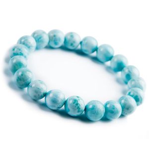 Brin 11mm Mode Naturel Véritable Bleu Larimar Pierre Cristal Stretch Perles Rondes Bracelet Perlé Brins