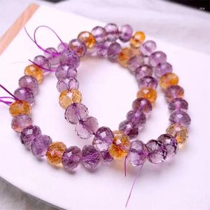 STRAND 11 MM Natuurlijk paars gele ametrine gefacetteerde kralen Bracelet Women Men Charms Crystal Healing Fashion Jewelry 1pcs