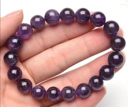 Bracelet de perles rondes en cristal jaune violet, brin de 11mm, amétrine naturelle