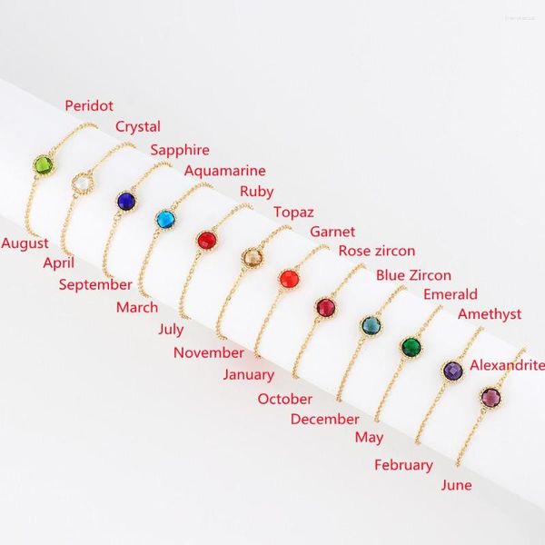 Bracelets en pierres de 12 mois, mélange de couleurs, strass, bijoux pour femmes, jolis bracelets à breloques, cadeau d'anniversaire