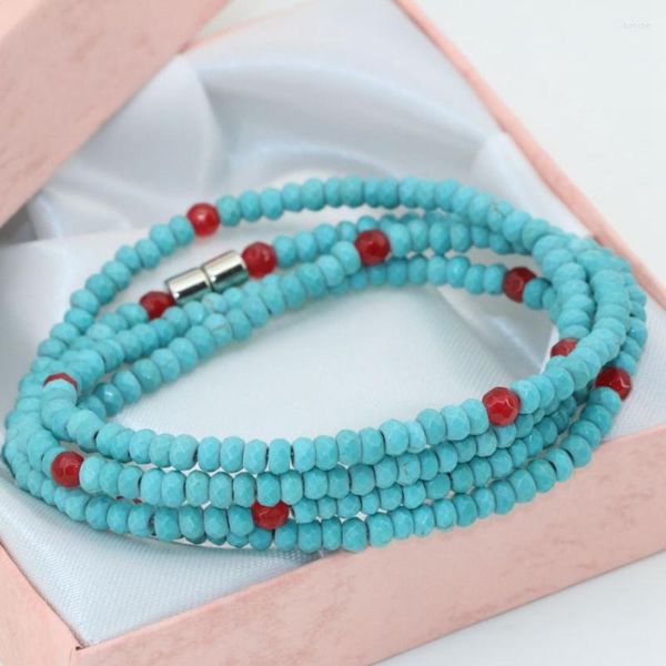 Strand 12 Style Multilayer Bracelets 2 4mm Pierre Naturelle Jades Calcédoine Facettes Abacus Perles Longs Fermoirs Magnétiques Bijoux B2765