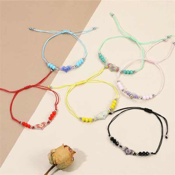 Strand 12 pcs/lot à la mode femmes charmant coeur en forme de peinture à l'huile oeil du diable tissé à la main Bracelet ensemble cadeau de vacances