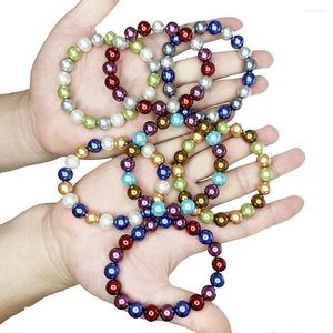 STRAND 15 typen 10 mm South Sea Shell Pearl kralen Bracelet voor womne ronde charmes elastische bangle polsband sieraden geschenken b508