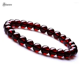 Brin 16-22 cm Bracelet grenat naturel A- Garnet 6/8 mm perles rouges garnets en pierre Bracelets Yoga Health Bijoux