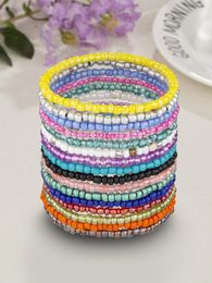 Strand 16 Ensemble de bracelets empilés multicolores en perles de riz en verre de style bohème pour femmes