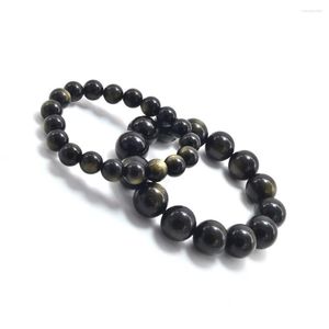 Bracelet en obsidienne dorée brin 16mm 10mm bijoux en cristal naturel pour hommes femmes Yoga guérison bouddhisme chapelet perles